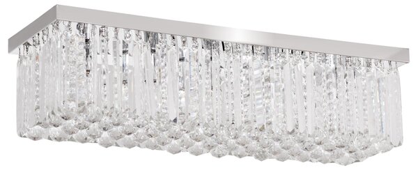 Lampadario Moderno a Gocce in Cristallo 80x25xx20 cm E14 40W Base in Acciaio Argento