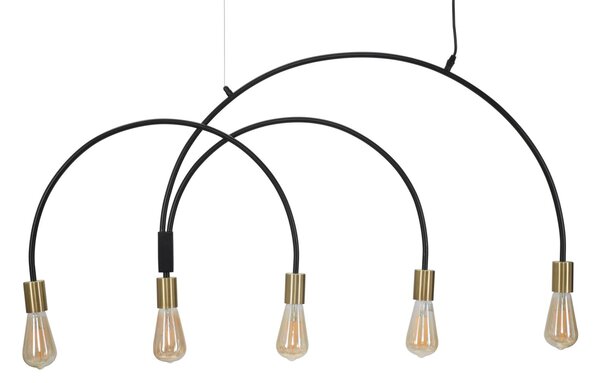 Lampadario Darky M 104x5x50 cm in Ferro Oro e Nero