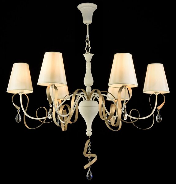 Lampadario Elegant in Metallo Intreccio Bianco con Oro