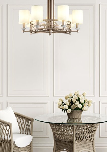 Lampadario House in Metallo Vittoria Crema con Oro