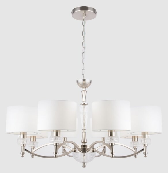 Lampadario Neoclassic in Metallo e Vetro Alicante Nickel