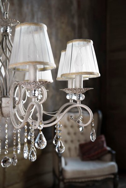 Lampadario Elegant in Metallo Grace Bianco con Oro