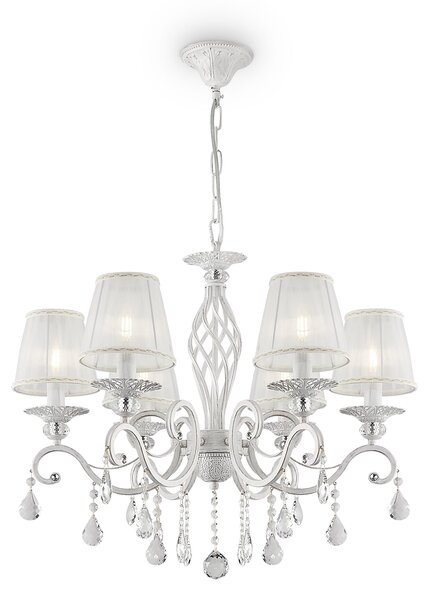 Lampadario Elegant in Metallo Grace Bianco con Oro