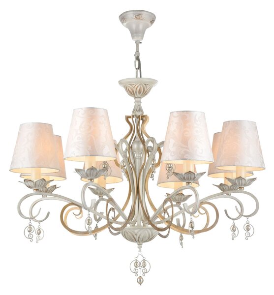 Lampadario Elegant in Metallo Monile Bianco con Oro