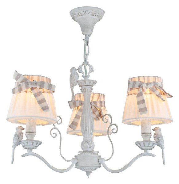 Lampadario Elegant in Metallo Bird Bianco Antique