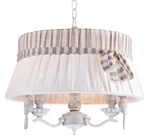 Lampadario Elegant in Metallo Bird Bianco Antique