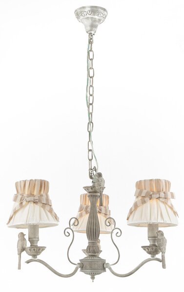Lampadario Elegant in Metallo Bird Bianco Antique
