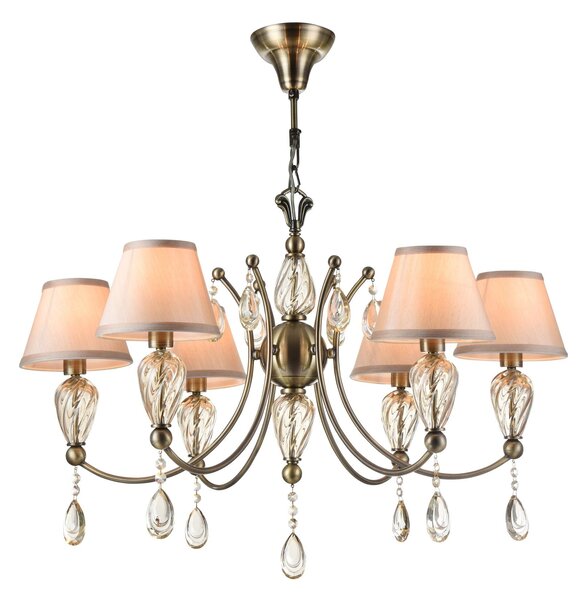 Lampadario Royal Classic in Metallo e Vetro Murano Bronzo
