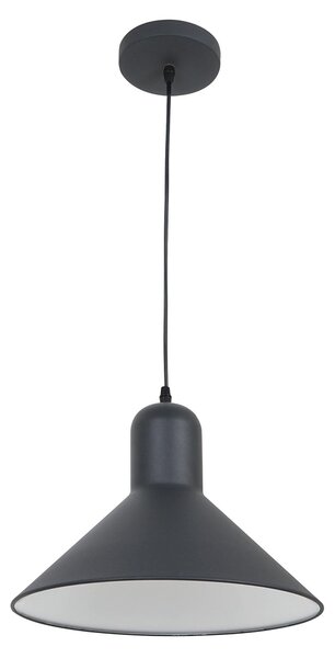 Lampada Design a Sospensione Corpo in Metallo Nero Esterno Bianco Interno Ø34,5x28 cm