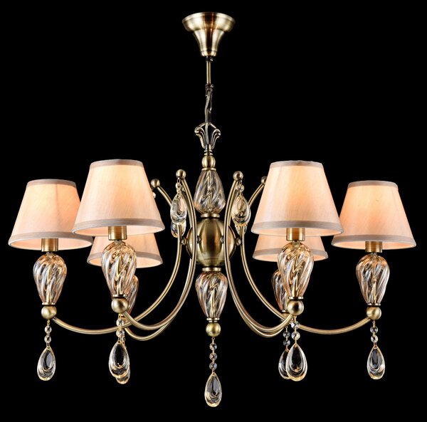 Lampadario Royal Classic in Metallo e Vetro Murano Bronzo