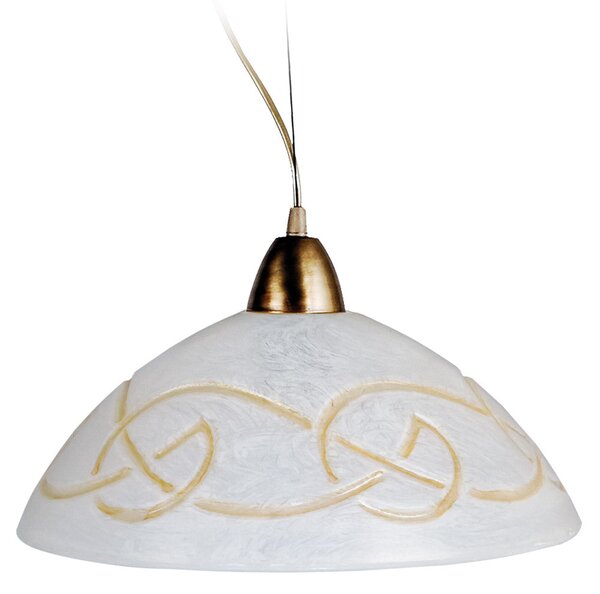 Sospensione D40 1xE27 Montatura Oro Vetro Graffio Bianco-Ambra E-Energy Ada