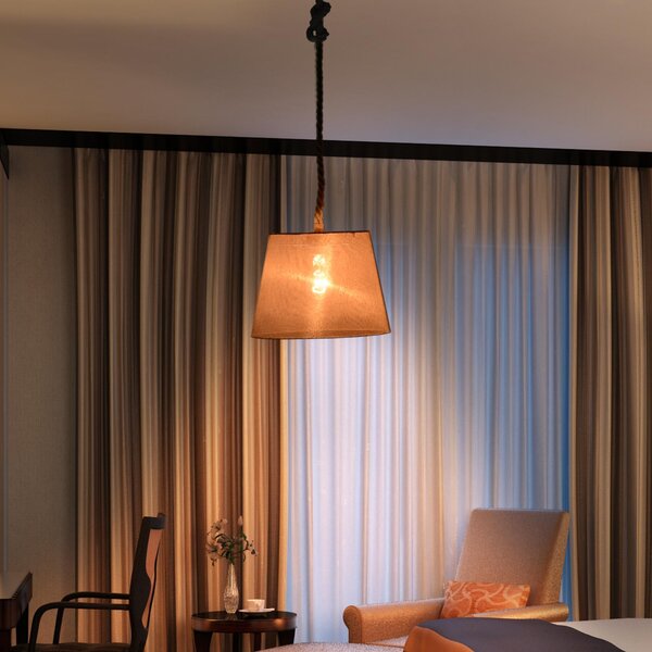 Lampadario a Sospensione con Corda di Canapa Lunghezza Regolabile Beige Ø35x160H cm
