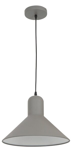 Lampada Design a Sospensione Corpo in Metallo Grigio Esterno Bianco Interno Ø34,5x28 cm