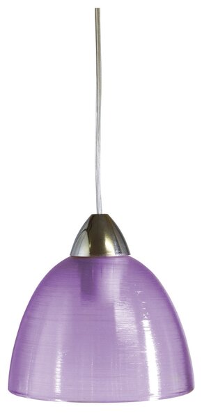 Sospensione D20 1xE27 Montatura Cromo-Trasparente Vetro Gel Viola E-Energy Carla