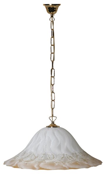 Sospensione D50 1xE27 Montatura Oro Vetro Screpolato Bianco Sfumato Ambra-Oro E-Energy Berta