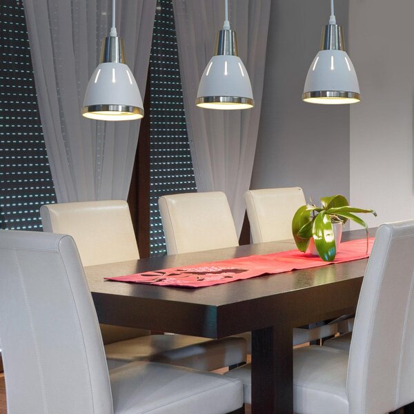 Lampada Moderna di Design a Sospensione 3 Luci in Metallo Bianco Ø13x16x55 cm
