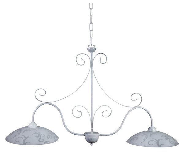Sospensione 2xE27 Montatura Bianco Vetro Lastra Bianco E-Energy Anastasia