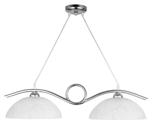 Sospensione 2xE27 Montatura Cromo Vetro Alabastro Bianco E-Energy Cecilia