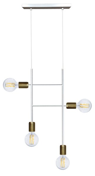 Sospensione 4xE27 Montatura Verniciata Bianco Oro Satinato E-Energy Elvira