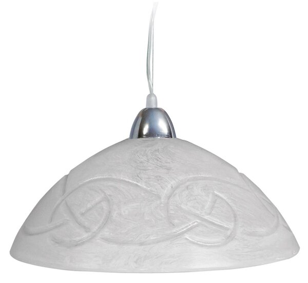 Sospensione D40 1xE27 Montatura Cromo Vetro Graffio Bianco E-Energy Ada