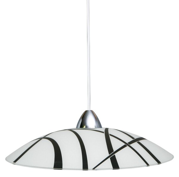 Sospensione D50 1xE27 Montatura Bianco-Cromo Vetro Lastra Bianco-Nero E-Energy Dario