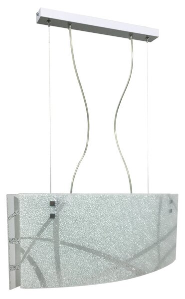 Sospensione 2xE27 Montatura Bianco Vetro Lastra Diamantino Bianco E-Energy Cloe