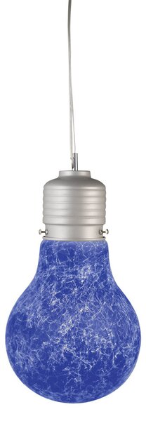 Sospensione 1xE27 Montatura Argento Vetro Filante Blu E-Energy Elettra