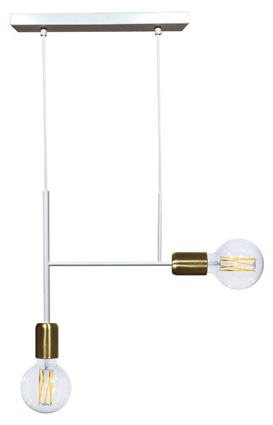 Sospensione 2xE27 Montatura Verniciata Bianco Oro Satinato E-Energy Elvira