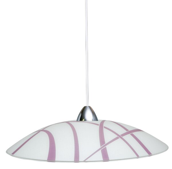 Sospensione D50 1xE27 Montatura Bianco-Cromo Vetro Lastra Bianco-Viola E-Energy Dario