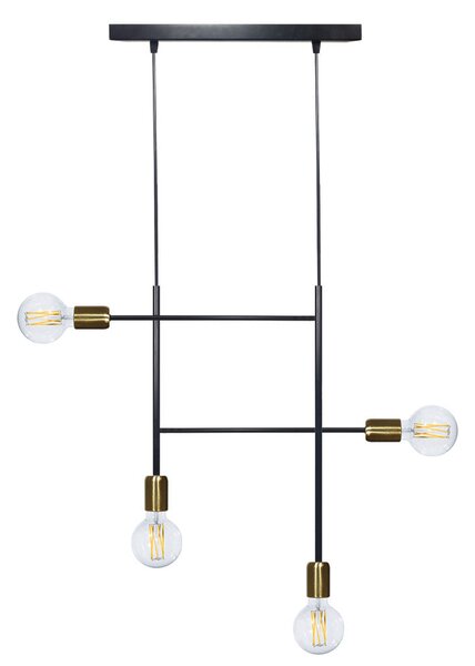 Sospensione 4xE27 Montatura Verniciata Nero Oro Satinato E-Energy Elvira