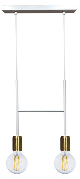 Sospensione 2xE27 Montatura Verniciata Bianco Oro Satinato E-Energy Elvira