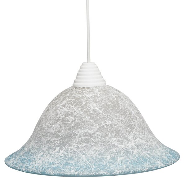 Sospensione D30 1xE27 Montatura Bianca Vetro Filante Celeste E-Energy Iole