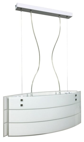 Sospensione 2xE27 Montatura Bianco Vetro Lastra Serigrafato Bianco 2 Righe E-Energy Luce