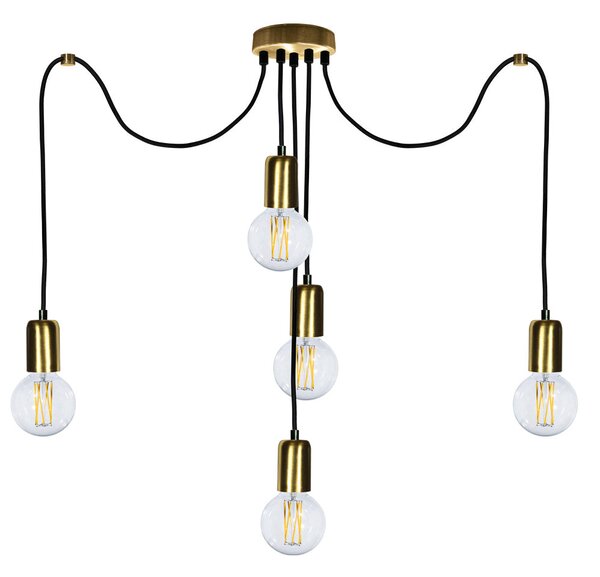 Sospensione 5xE27 3Mt Montatura Oro Satinato E-Energy Elaide