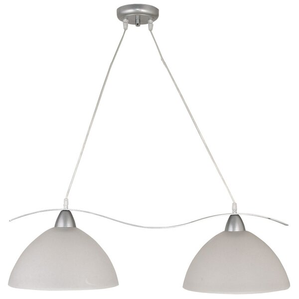 Sospensione 2xE27 Montatura Argento Vetro Alabastro Bianco E-Energy Mattia