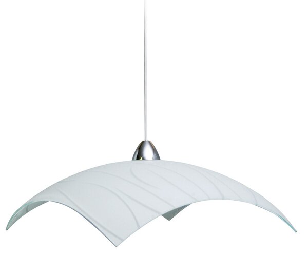 Sospensione 50X50 1xE27 Montatura Bianco-Cromo Vetro Lastra Bianco E-Energy Simone