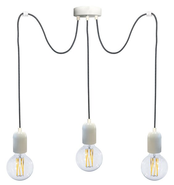 Sospensione 3xE27 3Mt Montatura Verniciata Bianco E-Energy Elaide