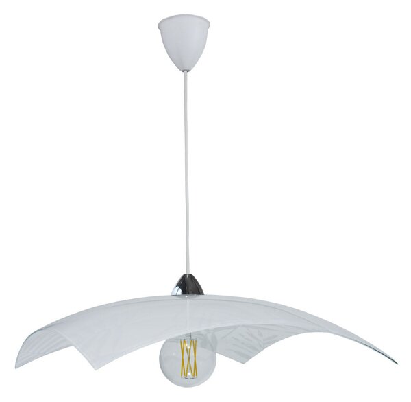 Sospensione 50X50 1xE27 Montatura Cromo-Bianco Vetro Lastra Bianco E-Energy Vanessa