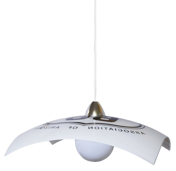 Sospensione 40X40 1xE27 Montatura Bianco-Cromo Vetro Lastra Route6 E-Energy Route66