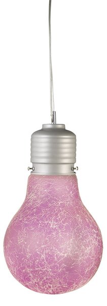 Sospensione 1xE27 Montatura Argento Vetro Filante Rosa E-Energy Elettra