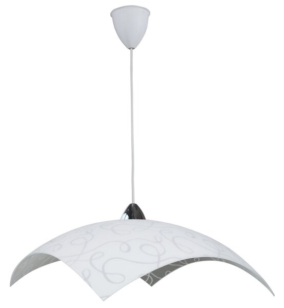 Sospensione 50X50 1xE27 Montatura Cromo-Bianco Vetro Lastra Bianco E-Energy Marilena
