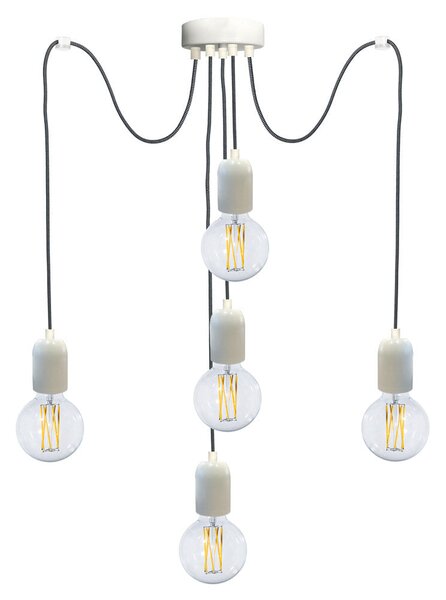 Sospensione 5xE27 3Mt Montatura Verniciata Bianco E-Energy Elaide
