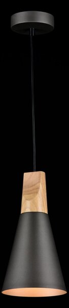 Lampada pendente Pendant in Metallo e Legno Bicones Grigio