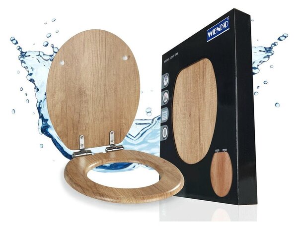 Sedile WC con chiusura Easy-Close (automatica) 37 x 43 cm Oak – Wenko