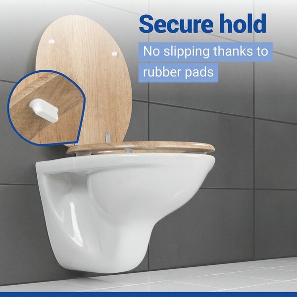 Sedile WC con chiusura Easy-Close (automatica) 37 x 43 cm Oak – Wenko