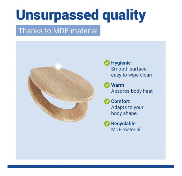 Sedile WC con chiusura Easy-Close (automatica) 37 x 43 cm Oak – Wenko