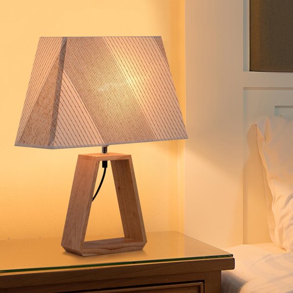 Lampada da Tavolo Abat Jour Paralume in Tessuto in Bianco e Caffè 38x17x58 cm