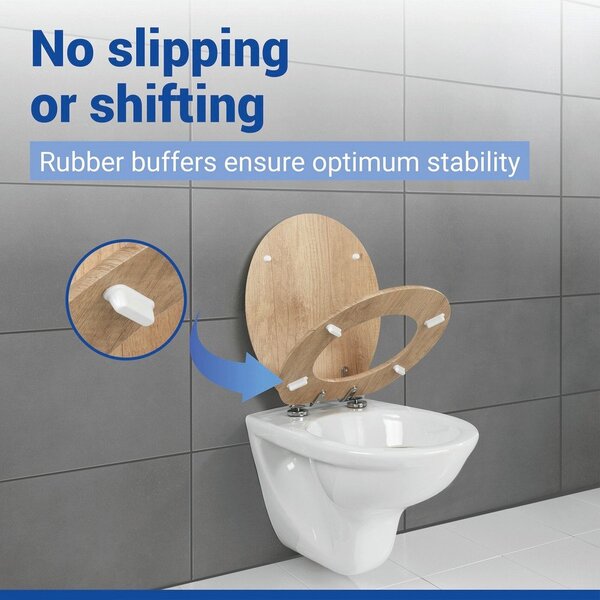 Sedile WC con chiusura Easy-Close (automatica) 37 x 43 cm Oak – Wenko