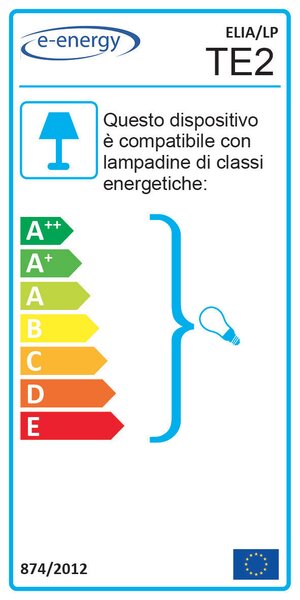 Lume 1xE14 Montatura Bianco Vetro Lastra Unionjack E-Energy Elia