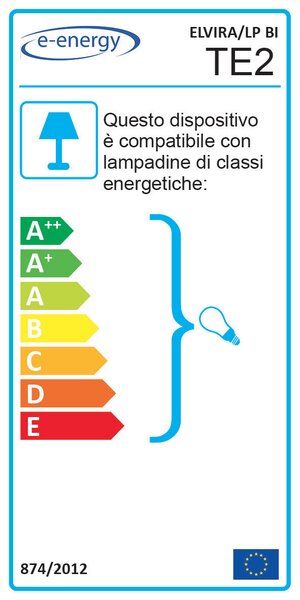 Lume 1xE27 Montatura Verniciata Bianco Oro Satinato E-Energy Elvira